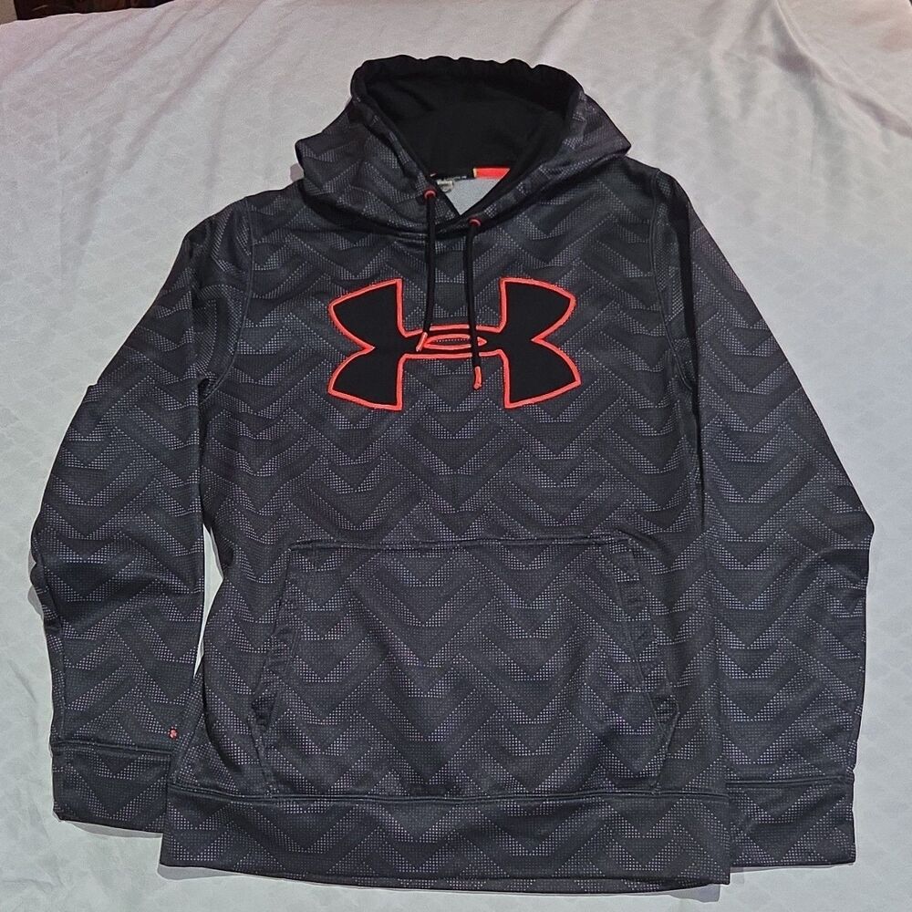 Under Armour Storm Armour Fleece Big Logo Hoodie Men's Gray Black Chevron